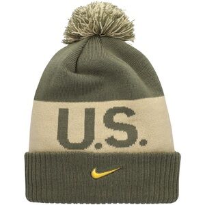 Nike U.S. Black Knight Army 22 Classic Striped Beanie Green Pom Pom